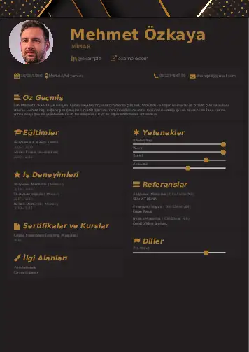 İç Mimar Örnek cv indir